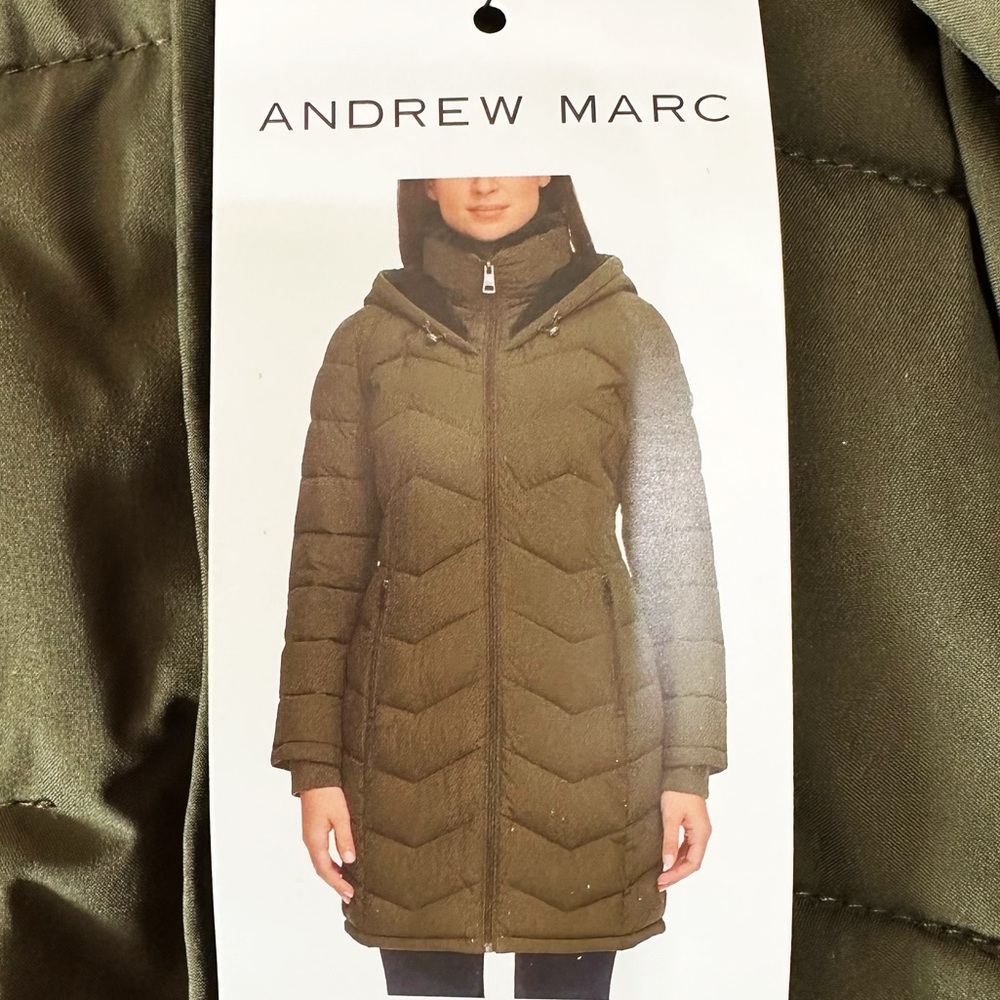 Andrew Mark Women's Olive Hooded Puffer Coat - Picture 5 of 7